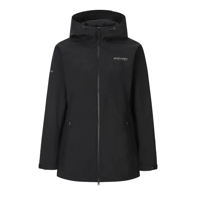 【Discovery Expedition】Bertex 3L女版中長版連帽外套 機能外套 防風 防潑水(DWWJ4B054-BKS)