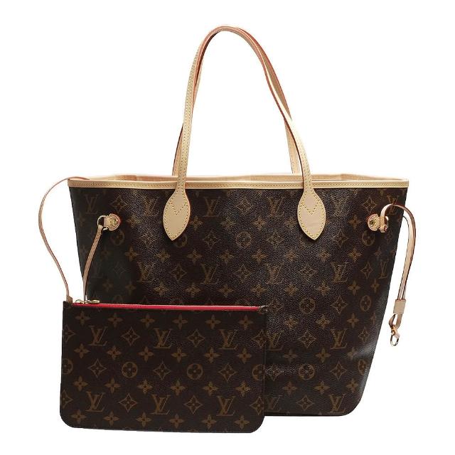 LV LOUIS VUITTON路易威登 M46987 經典 Monogram 花紋 Neverfull MM 子母包 高階時尚品牌 LOUIS VUITTON 獨家設計的 M46987 經典 Monogram 花紋 Neverfull MM 子母包,以優雅的紅色與棕色/咖啡色為主色調,融合數字與英文字母圖案,展現歐系精品風格。採用高品質帆布與皮革材質,經典設計兼具實用性與時尚感,適合女性日常出勤與休閒場合。