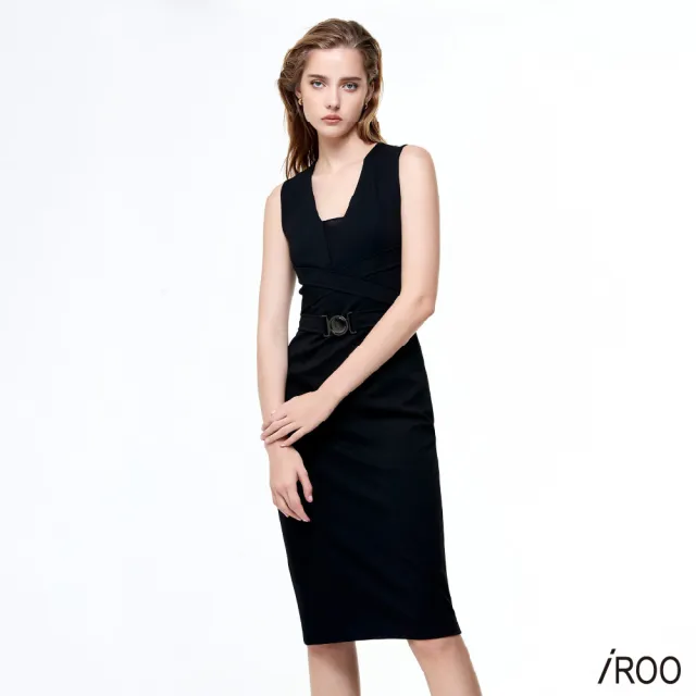 【iROO】金屬腰帶環洋裝