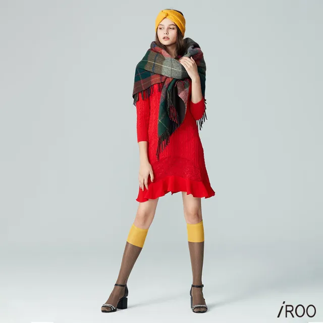 【iROO】花瓣般裙擺針織洋裝