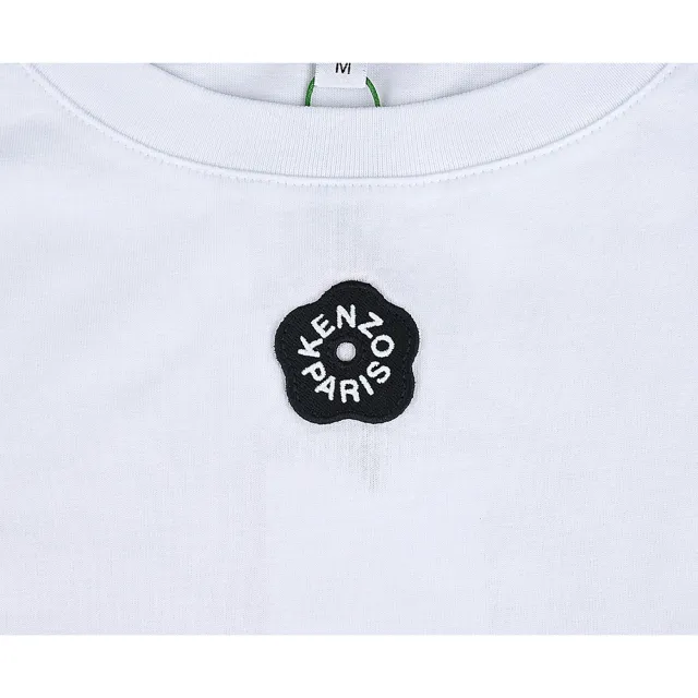【KENZO】KENZO Boke Flower 2.0白字布章LOGO海棠小花純棉短袖T恤(女款/白x黑)