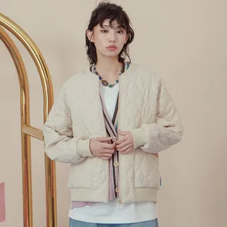 【gozo】口袋配色菱格壓紋鋪棉外套(三色)