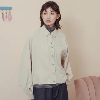 【gozo】仿麂皮跳色造型廓型長袖襯衫(兩色)