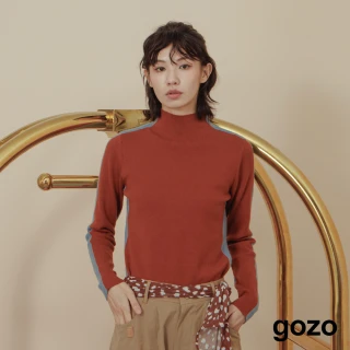 【gozo】顯瘦撞色拼接高領針織上衣(兩色)