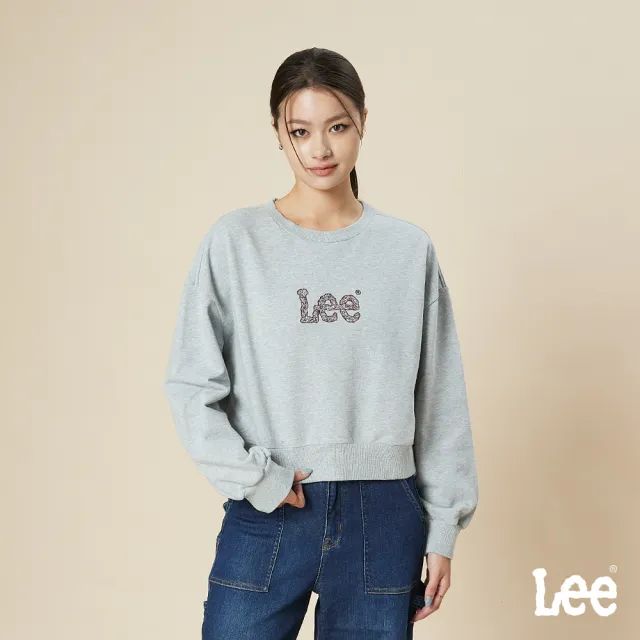 【Lee】女裝 長袖厚T / 短版 花卉刺繡LOGO 共3色 季節性版型(LB511030)