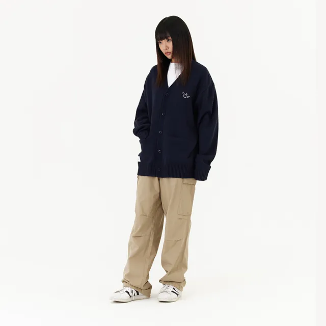 【Mark Gonzales】男女同款 小天使布章 OG 經典V領針織外套-深藍色