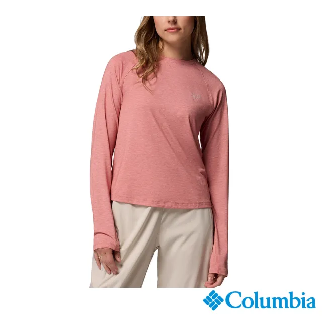 【Columbia 哥倫比亞】女款-防曬UPF30快排長袖上衣-PFG Uncharted™-玫瑰粉(UFK26720NP/JF)