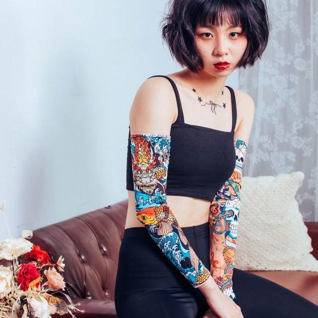【Mega coouv】男女共款 涼感抗UV防曬袖套 圖騰款(重機防曬袖套 浮世繪 涼感袖套 刺青袖套)
