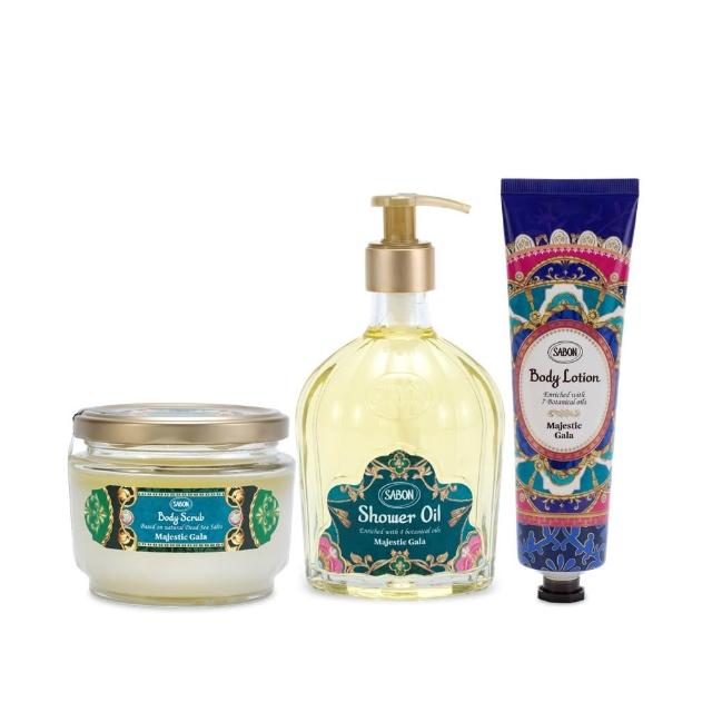 【SABON】官方直營 流光夜宴限量三部曲(沐浴油450ml+身體磨砂膏320g+身體乳液150ml)