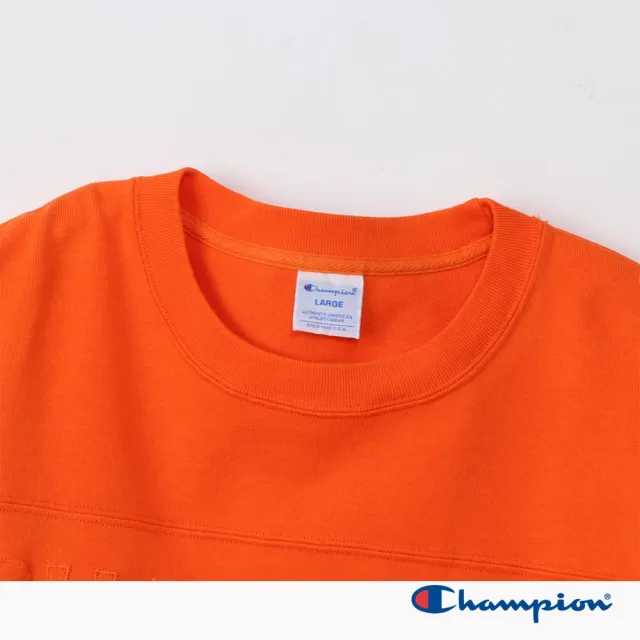 【Champion】官方直營-男款-ACTION STYLE寬版貼布長袖TEE-橘色(C3-C412-840日規)