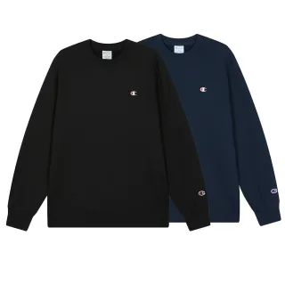 【Champion】官方直營-男款- RETRO CAMPUS 小C刺繡素面內刷毛長袖大學T-深藍色/黑色(U5CSWSM059)