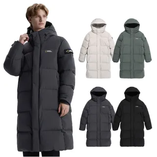 【國家地理服飾官方旗艦】男女同款 CAYMAN 長版羽絨連帽外套(4色可選/鵝絨款)