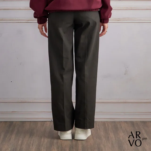 【ARVOpm】男女同款 深棕色直筒版休閒褲-725213163011(限時6折)
