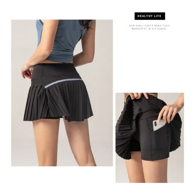 【橘魔法】假兩件百褶運動褲裙(大人 女 假兩件 運動褲 網球 百褶裙 防走光 手機口袋 褲子 短裙 運動 大童)
