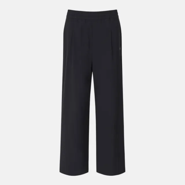 【DESCENTE】長褲 女 運動褲 寬褲 快排 WOMENS WOVEN WIDE FIT PANTS 黑 SQ322PPT72-BLK0