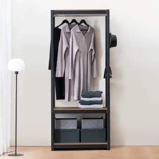 【特力屋】韓國SR角鋼三層衣架 黑 寬80*深40*高180公分 第三代