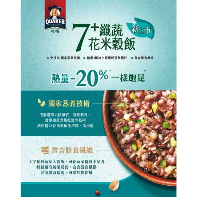 【QUAKER 桂格】免浸泡系列任選(7+纖蔬花米穀飯/5+超纖穀飯/10超纖穀豆飯)