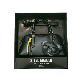 【steve madden】潮流小熊雙吊飾/素面兩用包禮盒(黑色)
