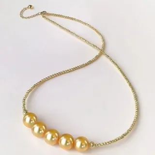 【La Corser】月牙金珠項鏈 8-9mm 天然南洋金珠 微笑設計 海水金珍珠 頸鏈 氣質優雅 高端珍珠