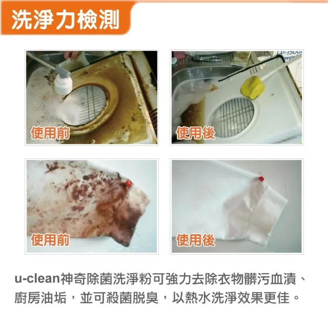 【u-clean】神奇萬用除菌洗淨粉1kg*4入(除菌、脫臭一瓶搞定：洗衣 / 廚房油污/ 浴室水垢/錶帶)