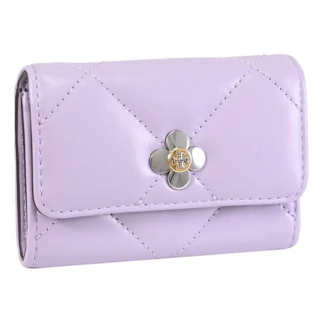 【TORY BURCH】經典LOGO四葉草圖案信用卡證件名片零錢包(淡紫)