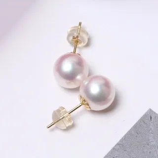 【La Corser】6.5-6.9mm 極光天女級 Akoya 珍珠 18K金 耳釘 天然海水珍珠 簡約耳環 防過敏耳針