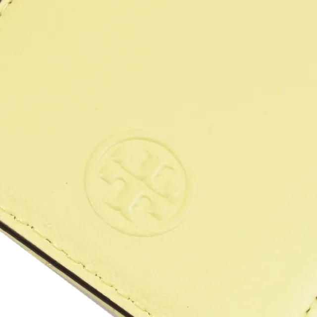 【TORY BURCH】簡約雙T菱格車線信用卡證件名片零錢包(淺黃)