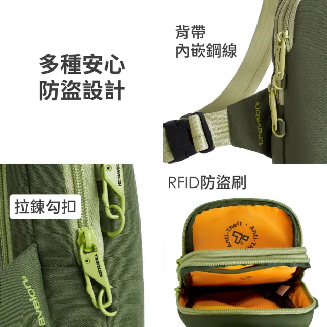 【Travelon】美國 Voyages 3層防盜胸背包 多色任選 / 斜背包 胸包 防搶包 防盜包 送禮 男 女