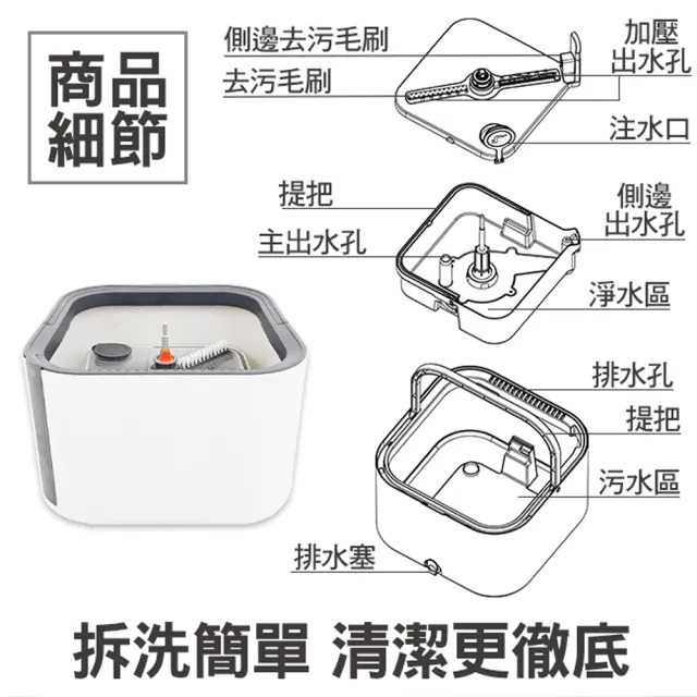 【百鈴】易指神脫手壓旋轉淨汙分離拖把組-1桿1桶5布(拖把/淨汙分離水桶/乾濕分離拖把/平板拖把/居家清潔)
