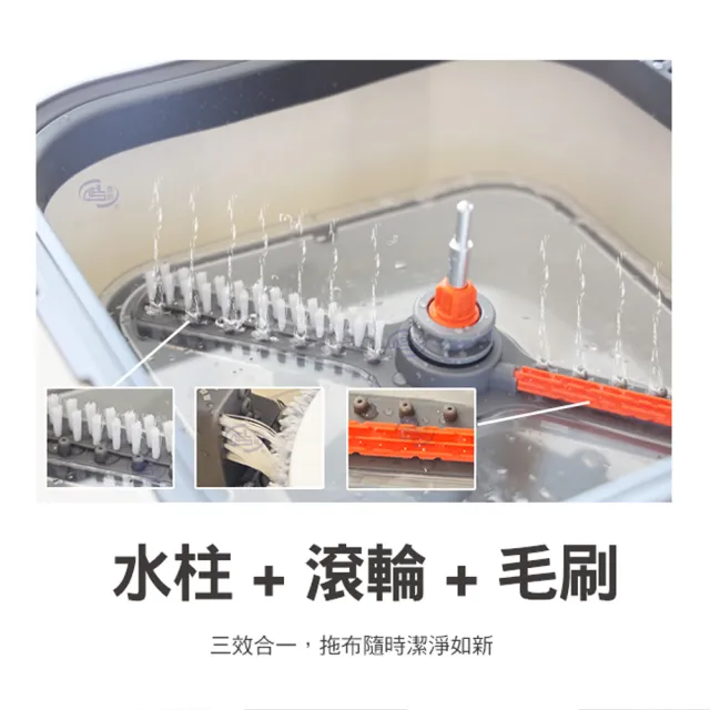 【百鈴】易指神脫手壓旋轉淨汙分離拖把組-1桿1桶1布(拖把/淨汙分離水桶/乾濕分離拖把/平板拖把/居家清潔)