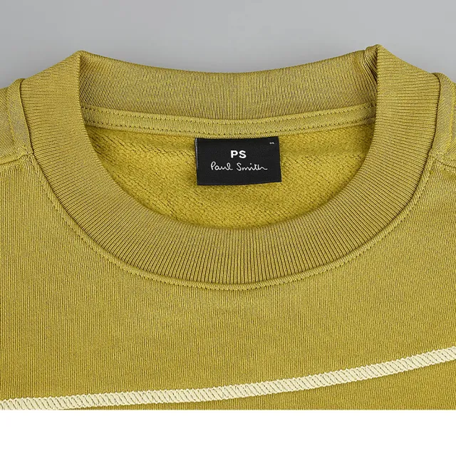【Paul Smith】PAUL SMITH 跳色笑臉LOGO立體壓紋有機棉休閒長袖T恤(男款/芥末棕)