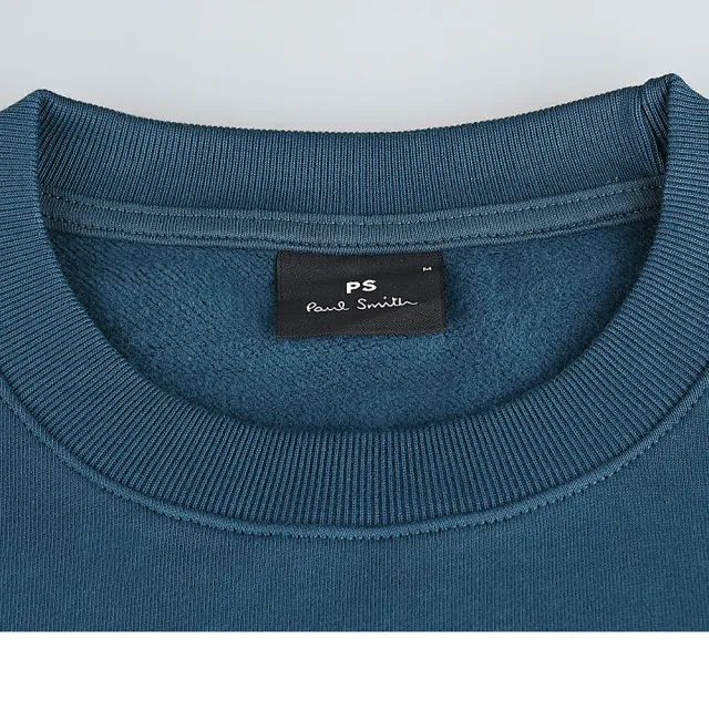 【Paul Smith】PAUL SMITH 跳色笑臉LOGO立體壓紋有機棉休閒長袖T恤(男款/深藍)