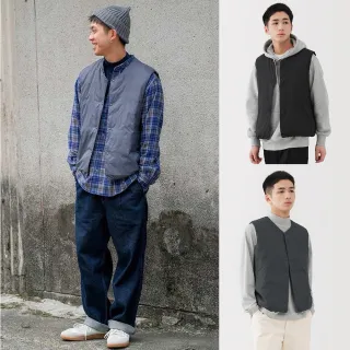 【MUJI 無印良品】男輕量羽絨可攜式無領背心(灰銀/黑色/煙燻藍/暗藍)