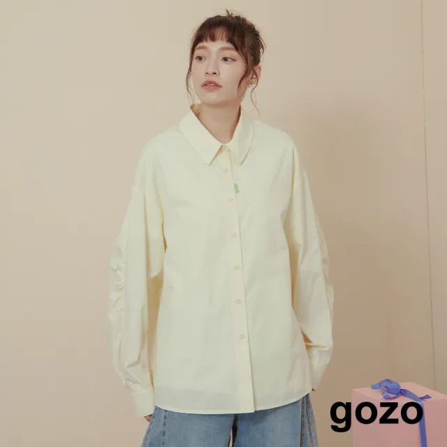 【gozo】MOMO獨家款★限量開賣 廓型袖隱形口袋長袖襯衫(兩色)