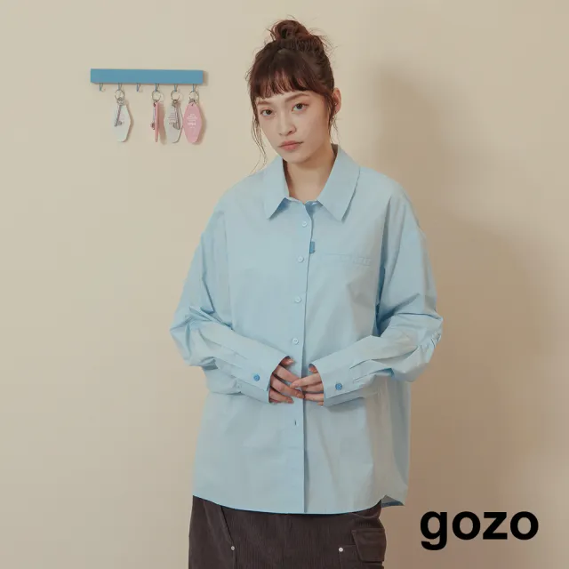 【gozo】MOMO獨家款★限量開賣 廓型袖隱形口袋長袖襯衫(兩色)