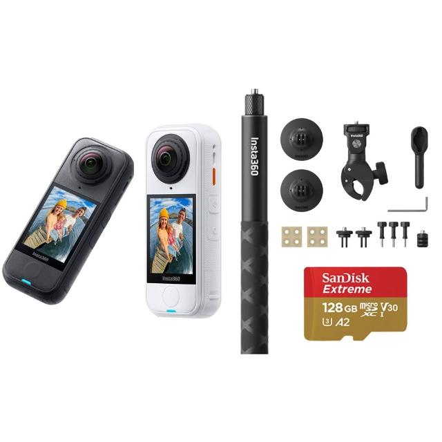 【Insta360】X4 Air 8K全景運動相機 128G標準套裝-摩托車自拍棒組(原廠公司貨)