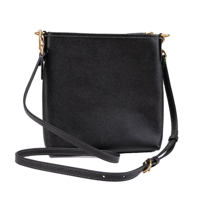 【COACH】KITT C字LOGO防刮皮革斜背包(黑色)