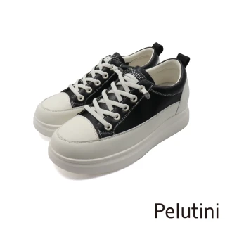 【Pelutini】經典素面免綁帶愛心底造型休閒鞋 黑色(535133W-WHBL)