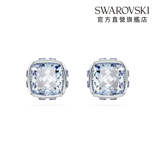【SWAROVSKI 施華洛世奇】Birthstone 鏈墜/耳釘 方形切割 鍍白金色(24款任選_情人節禮物)