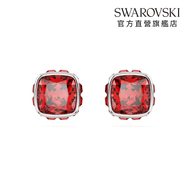 【SWAROVSKI 施華洛世奇】Birthstone 鏈墜/耳釘 方形切割 鍍白金色(24款任選_情人節禮物)
