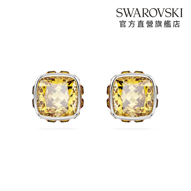 【SWAROVSKI 施華洛世奇】Birthstone 鏈墜/耳釘 方形切割 鍍白金色(24款任選_情人節禮物)