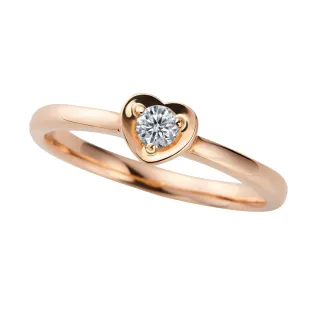 【Emperor Diamond 京華鑽石】鑽石戒指 18K玫瑰金 天然鑽石 0.09克拉 女戒 戀心系列(愛心)