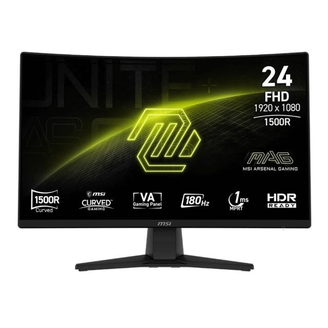 2入組★【MSI 微星】MAG 242C 24型 VA FHD 180Hz 曲面電競螢幕(Adaptive-Sync/1500R)