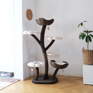 【Petpals】白雲朵朵多功能貓樹6層(貓跳台/貓抓柱/貓抓板/睡窩)