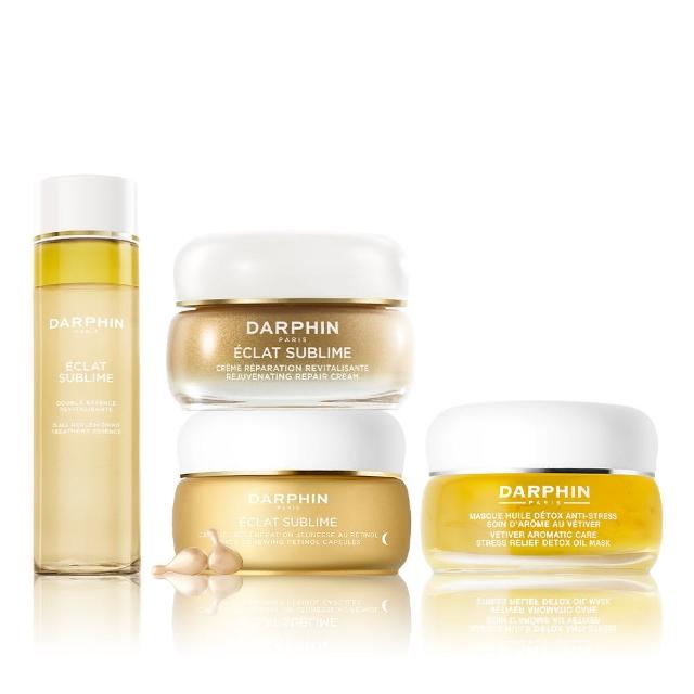 【DARPHIN 朵法】超奢光晚安煥膚組(金緻再生奢光精華水150ml+A醇膠囊60顆+修護乳霜50ml+岩蘭草面膜50ml)