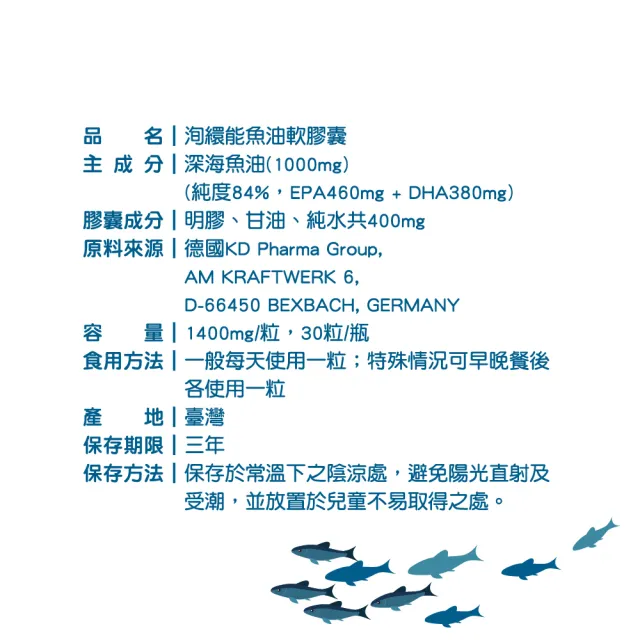 【BAOHU 寶護】洵繯能魚油軟膠囊 30粒(德國大廠KD魚油原料)