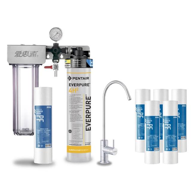 【EVERPURE 愛惠浦】櫥下型 PURVIVE Duo-4H2無鉛龍頭兩道式生飲淨水器(前置PP)