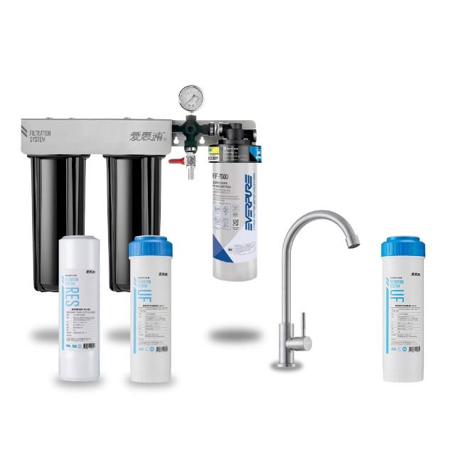 【EVERPURE 愛惠浦】櫥下型 PURVIVE Trio-EF1500大流量不鏽鋼龍頭三道式生飲淨水器(前置樹脂+中空絲膜)