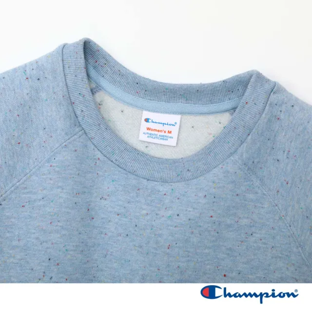 【Champion】官方直營 女款-CASUAL 寬版愛心C印花長袖大學T-藍色(CW-C002-322日規)