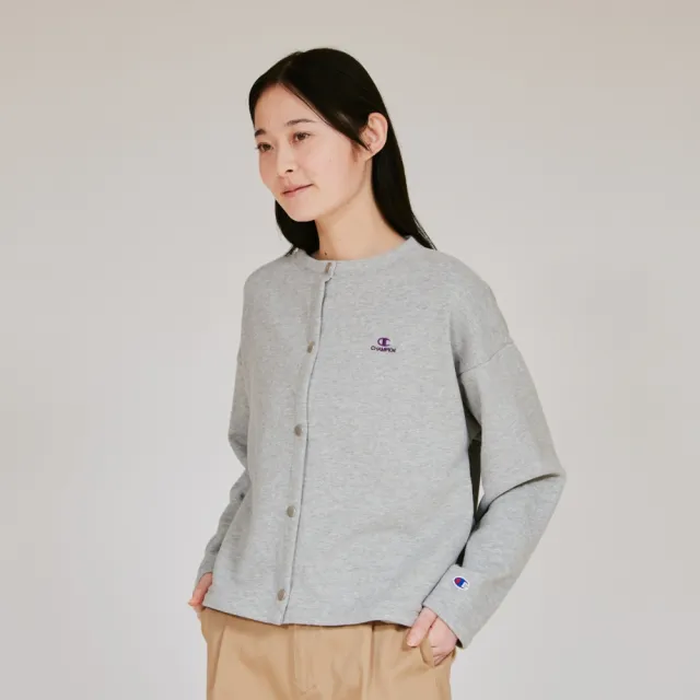 【Champion】官方直營 女款-CASUAL 刺繡開襟外套-灰色(CW-C013-060 日規)